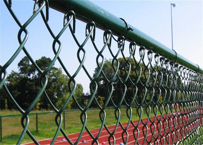 Green PVC Coated Chain Link Fencing , Playground Plastic Coated Wire Mesh