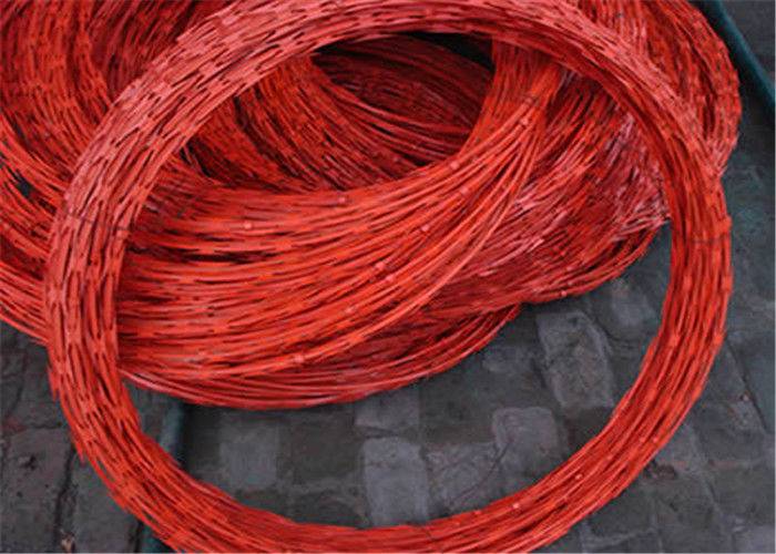 Corrosion Resistance Spiral Razor Barbed Wire With Red Vinyl Coating