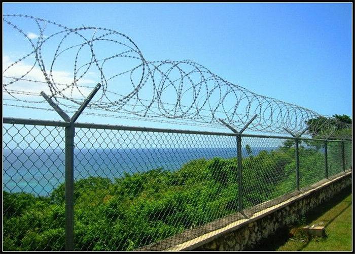 Fencing Concertina High Security Razor Wire With Chain Link / Razor Blade Barbed Wire