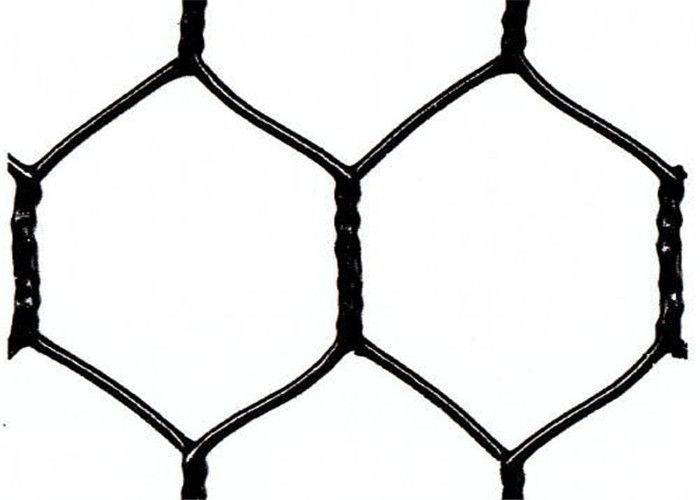 Garden Fence Black Vinyl Coated Hexagonal Wire Netting With 20 Gauge , 1" woven mesh