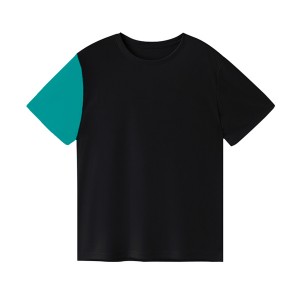 Two Tone Soft Plain Dyed Patchwork T Shirt