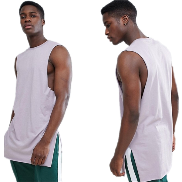 Longline Relaxed Vest With Side Splits Sleeveless Tank Top For Men Featured Image