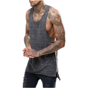 Tank Top Longline Gym Vest With Side Zippers