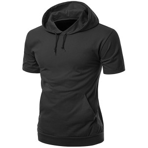 Men’s fashion short-sleeved T-shirt with hooded