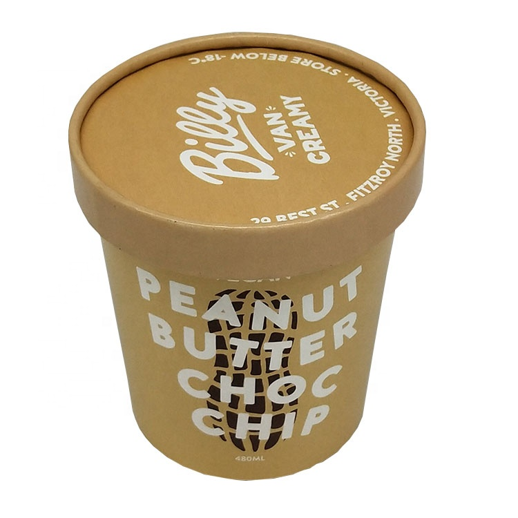 16oz Custom Logo Printing Paper Frozen Yogurt Cup Ice Cream Paper Cup