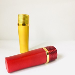 Cosmetic red microphone 100ml perfume glass bottle with aluminum spray cap