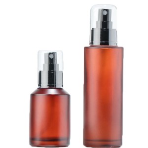 10ml/20ml/30ml/50ml amber frost round cosmetic essential oil dropper bottle with black lid