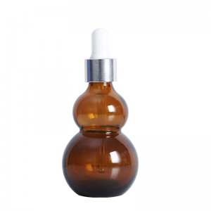 30ml amber light-proof Gourd-shaped skin care essential oil dropper bottle