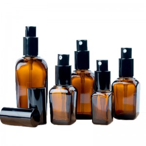 10ml/20ml/30ml/50ml amber square cosmetic essential oil dropper bottle with black lid