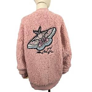 Embroidered lamb feather coat
