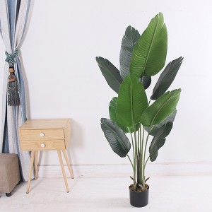 Kantoor Decoratieve Kunstreizigers Bananenboom Plastic Paradijsvogels Planten Met Pot