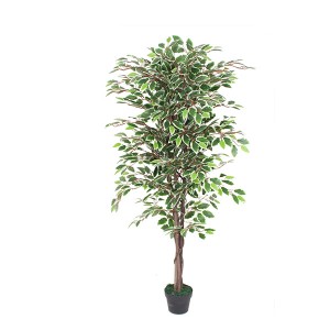 Latest product plants artificial garden decorative landscaping white edge leaves green ficus banyan tree