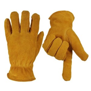 brown Cowhide split Leather winter Work Gloves