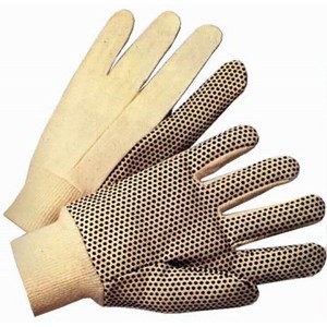 Cotton Canvas Knit Protection Work Gloves with Black PVC Dots