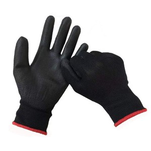 Black Pu Work Gloves Safety Gardening Working Gloves Ultra-Thin Breathable Grip Glove