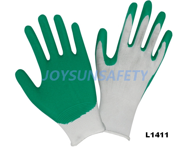 Factory source Pvc Gauntlet Gloves - L1411 latex coated gloves 13 gauge nylon liner – Joysun