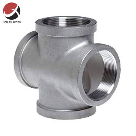 Stainless Steel 4 Way Cross Union Pipe Fitting, Malleable Cross for Water Gas and Oil