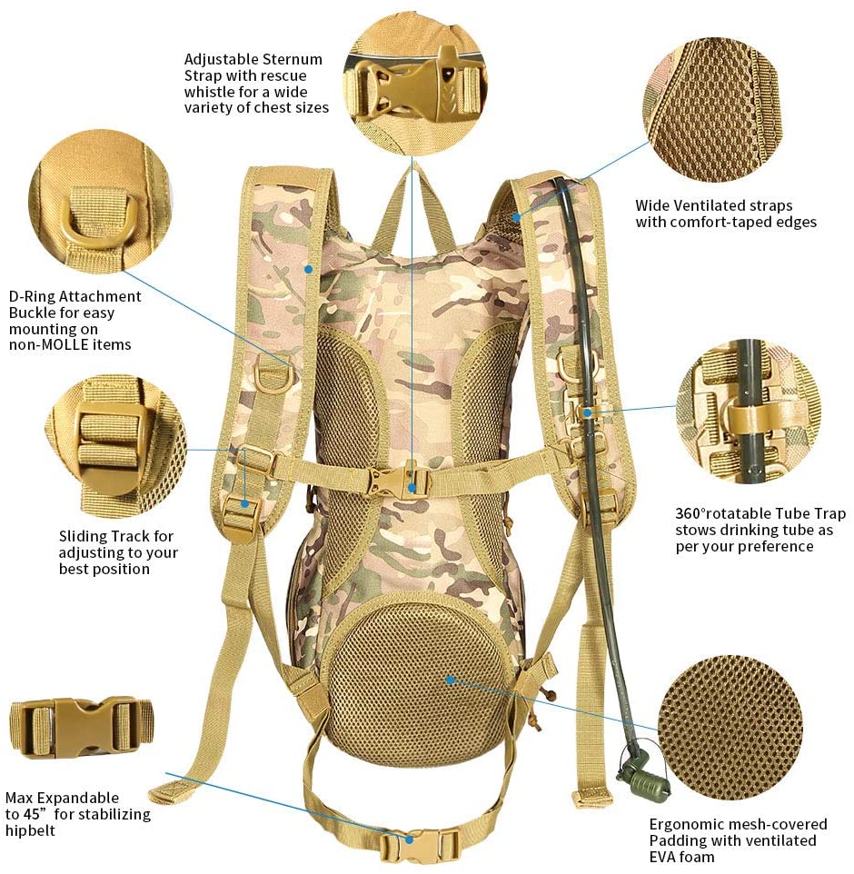 Tactical Hydration Pack with TPU Water Bladder