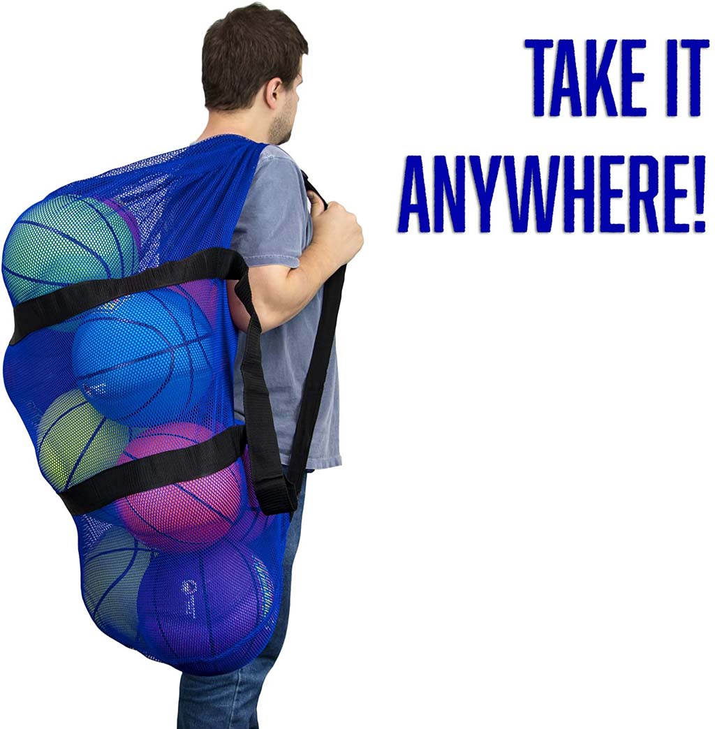 Mesh Sports Ball Bag with Adjustable Shoulder Strap