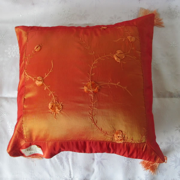 Professional Design Leather Pillow Cover - Beautiful Orange Embroidery Jacquard Cushion – Kingsun