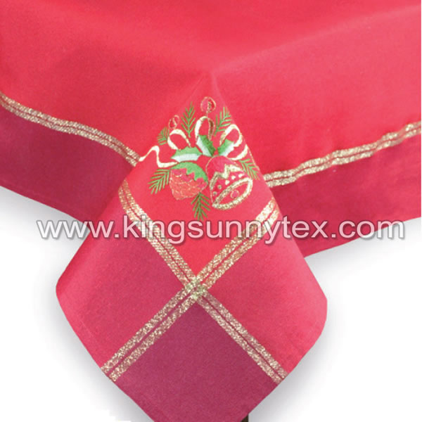 Red Bell Embroidery Wide Gold Lurex Thread Fabric For Christmas