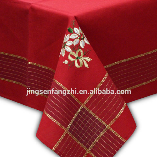 Embroidered Table Cloth With Gold Thread For Christmas