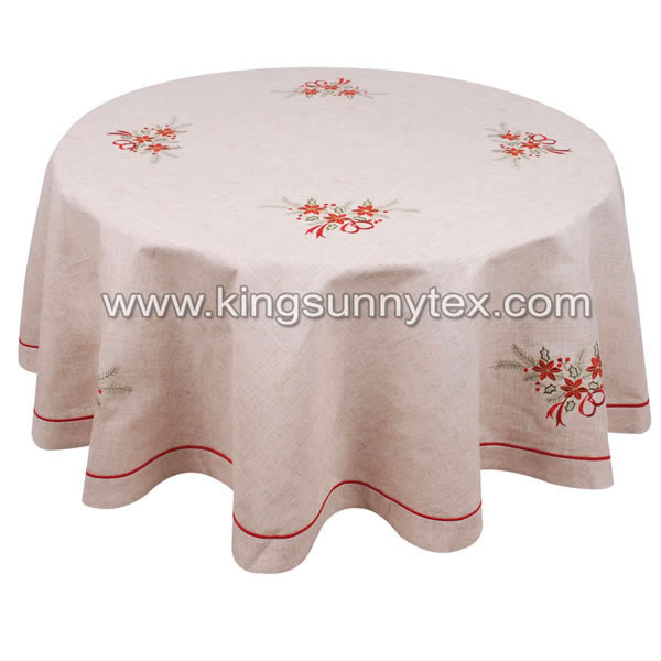 Round Embroidered Christmas Tablecloth