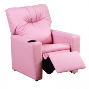 Pink kids recliner children furniture with cup hold