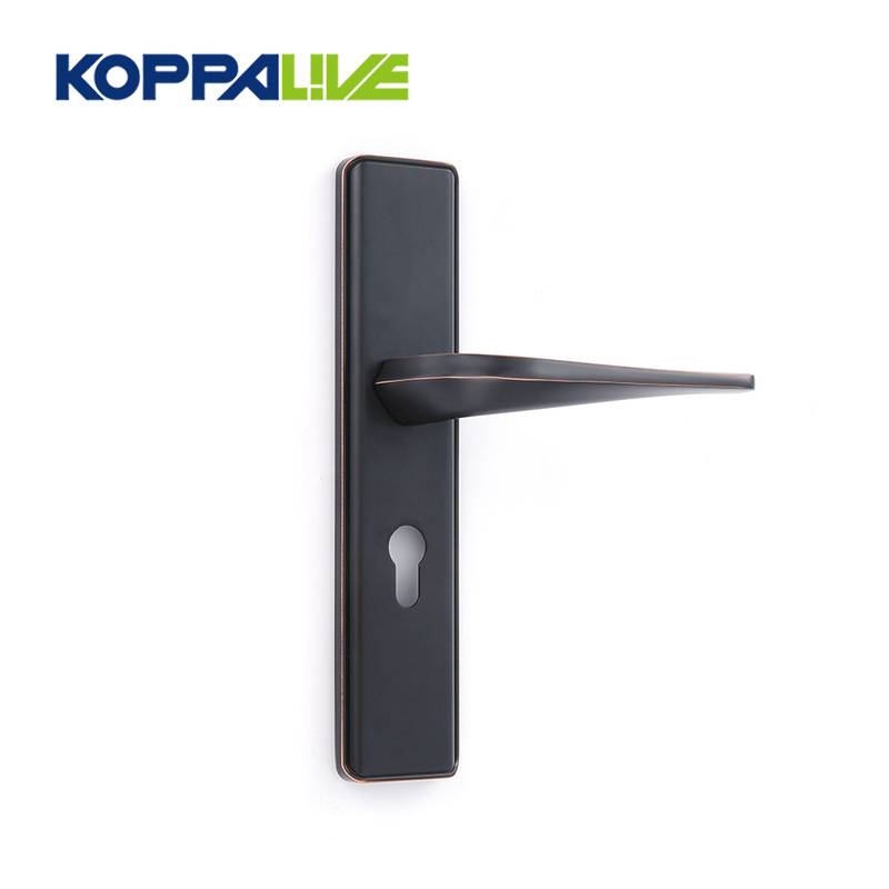 KOPPALIVE classic style zinc alloy black door lever handle with plate for interior door