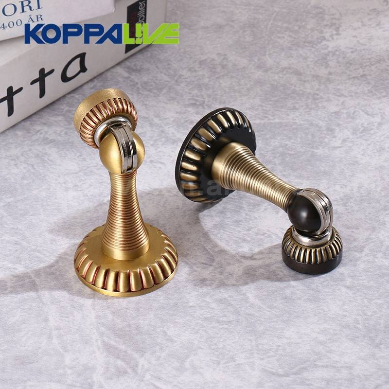 Koppalive custom europe style furniture hardware classical shiny stripe gold brass gate door dust stopper