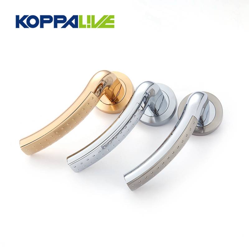 Luxury Brushed Zinc Alloy Multicolor Hardware Interior Safety Door Lever Handles On Rose