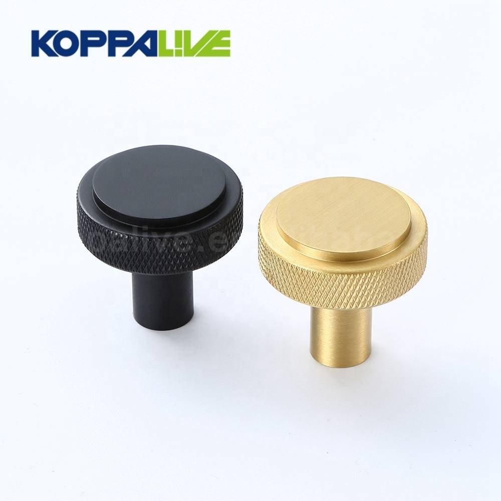 China manufacturer custom gold modern furniture copper hardware solid brass cabinet door knurled knob