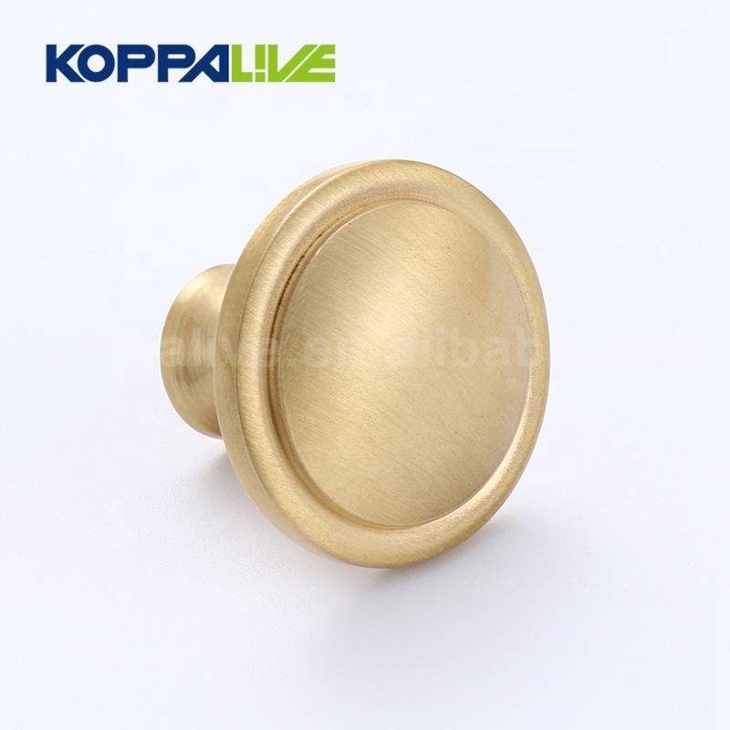 Koppalive Solid Brass Kitchen Furniture Hardware Single Hole Round Bedroom Drawer Cabinet Knob
