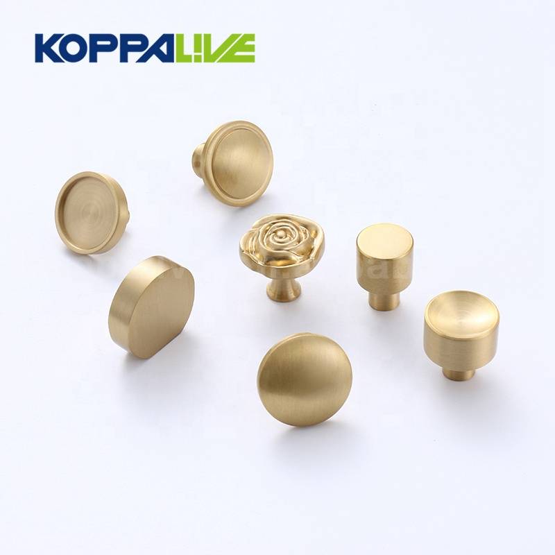 Factory direct sale furniture hardware cupboard decorative single hole solid brass cabinet drawer pull knob