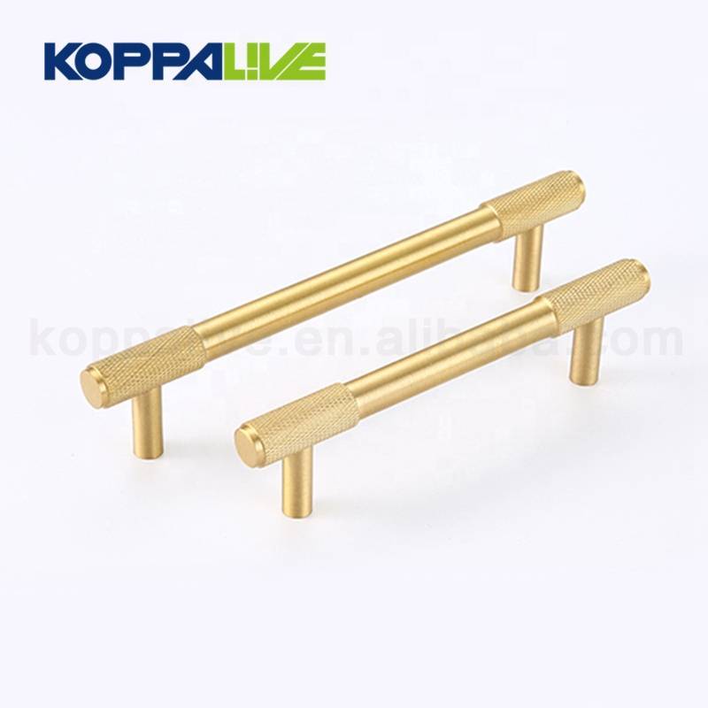 T Bar Kitchen Straight Cupboard Handle Cabinet Pull Solid Brass Knurled Handles For Furniture Hardware