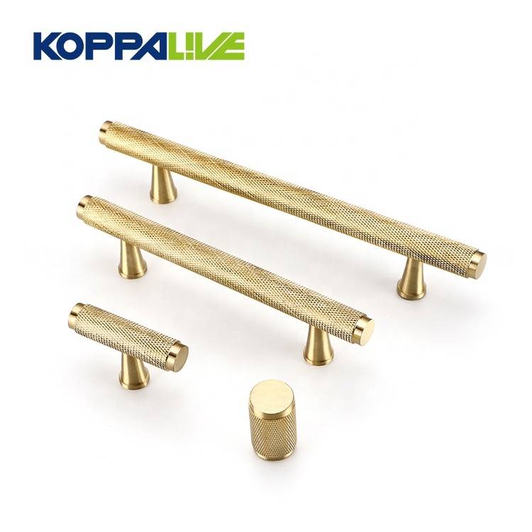 KOPPALIVE Copper T Bar Cupboard Straight Pull Handle Knobs Solid Brass Knurled Cabinet Door Handles