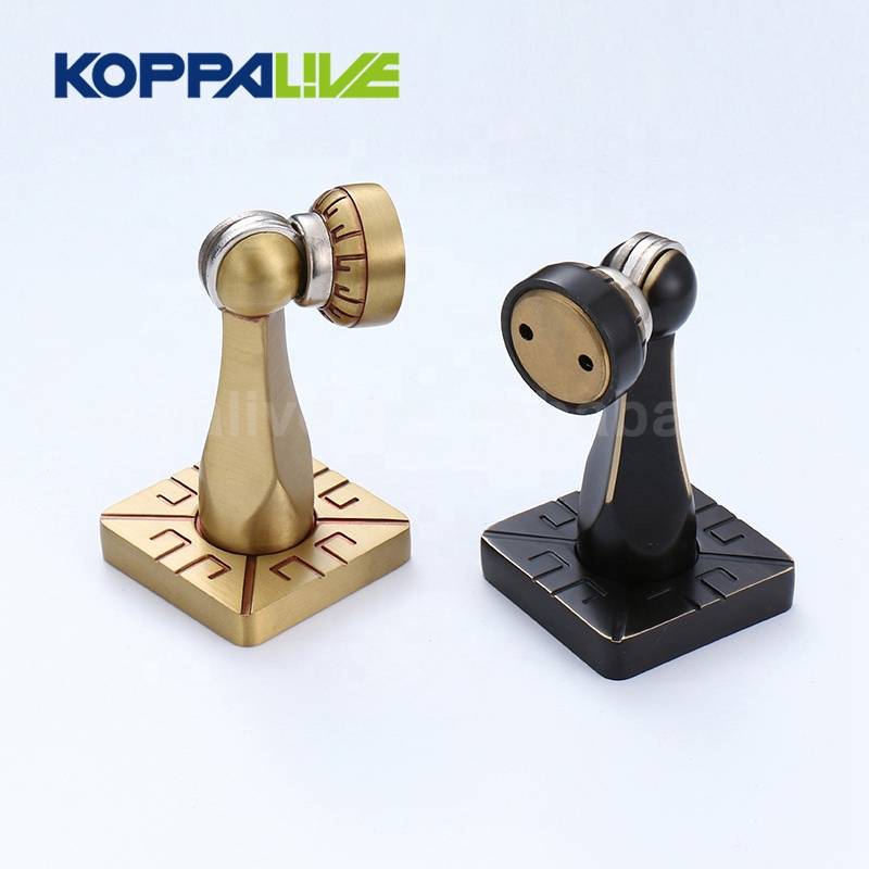 Koppalive furniture hardware european retro wall and interior brass carved magnetic door stopper
