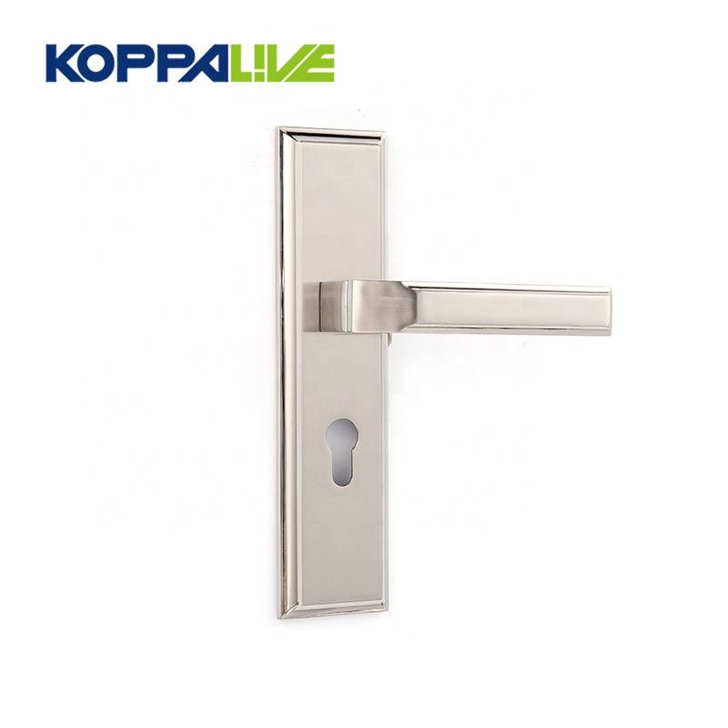 Safe high quality flat customized zinc alloy brushed plate door handle