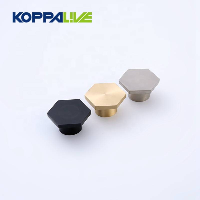 Custom high quality new style brushed brass cabinet furniture hexagonal knob pull