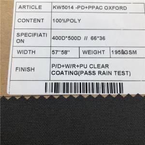 Urban fabric Basis Fabric Pass Rrin Test 100%POLY KW5014-PD+PPAC Oxford