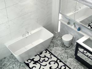 PMMA Modern Stone BathTub  Solid Surface back to wall Freestanding Bath tub Artifical marble bath
