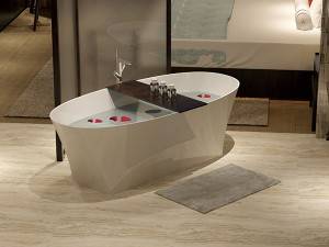 Good price high quality newest design luxury indoor marble pure white stone freestanding bathtubs PMMA bath tub Resin