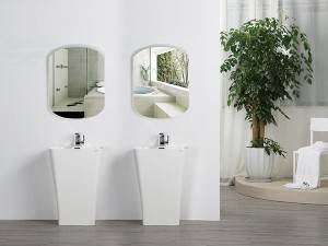 Bathroom solid surface free standing basin resin Pedestal sink