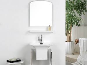 High quality polymarble basin Wall hung sink with towel rack