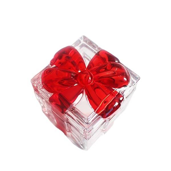 Crystal bowknot square shaped glass candy container in different sizes