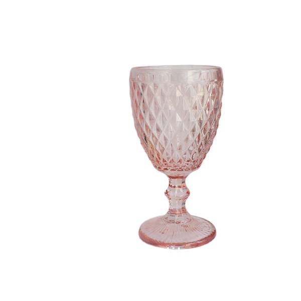 LX-G006 thick stem heavy cheap water pink goblet glass