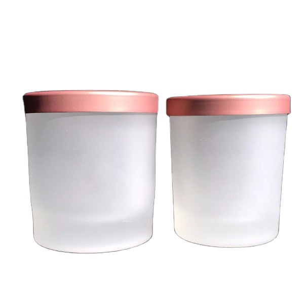 LX-GB 8X9cm and 7.5x8cm frosted glass candle jar with metal lid