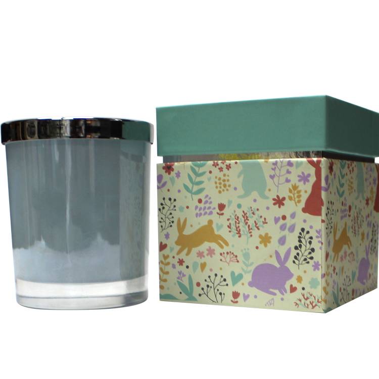 LX D7.9 H9.3cm 300ml cylinder candle holder colored glass candle jar with metal lid Featured Image