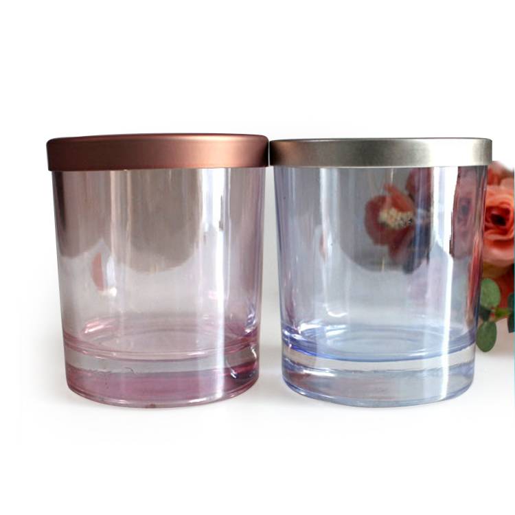 High quality marble glass candle container with lid