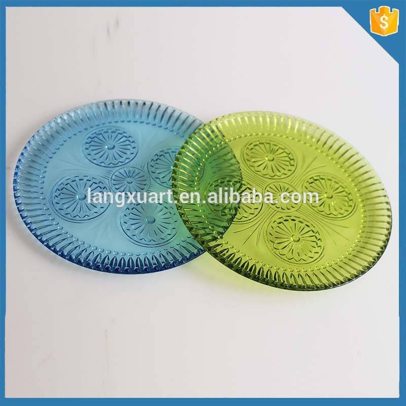 LXHY-015 glass colored vintage dessert plate